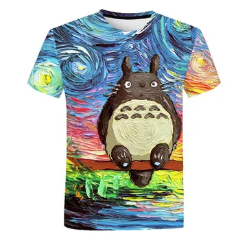 Naujas Anime Mano Kaimynas Totoro 3D Berniukų ir Mergaičių T-shirt Spausdinti Trumpas Rankovės Hayao Miyazaki T-shirt Animacinių filmų Vaikams Didelio Dydžio Atsitiktinis 33507
