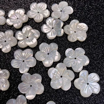 Naujas Baltos spalvos Natūralių Motina Pearl Shell Granulių Raižyti Gėlių Kerai 
