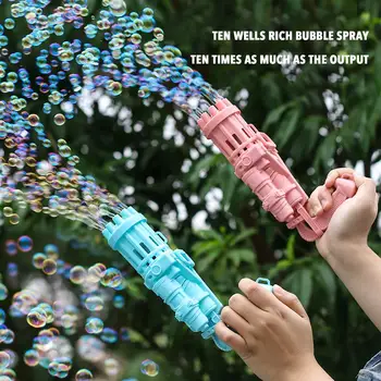 Naujas Muilo burbulus vaikams Gatling Burbulas Mašina gatling burbuliukai mini žaislas 10-Hole Automatinė Burbulas Ginklai Vaikams 2021 133363