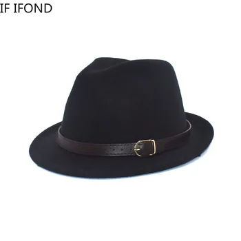 Naujas Vyrų Klasikinio Vilnos Veltinio Fedora Trilby Skrybėlę Rudenį, Žiemą Šilta Džiazo Skrybėlę Aukščio Siaura Briauna Top Hat 115041