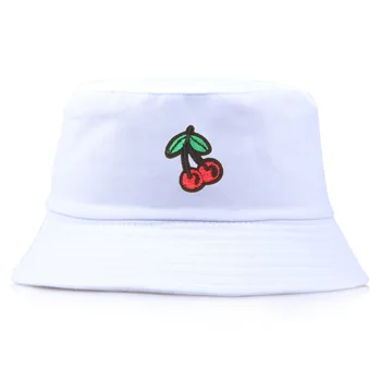Naujas Vyšnių Kibirą Skrybėlės dvipusės Siuvinėjimo Vasaros Paplūdimio Grįžtamasis Panama Dangteliai, Moterų, Vyrų, Mergaičių Vaisių Saulės Skrybėlę Žvejys 125286