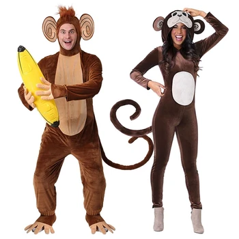 Naujos Rudos Beždžionė Onesie Pižama Gyvūnų Žiemos Onesie Suaugusiųjų Helovinas Bananų Cosplay Kostiumas Šalis Dovana moterims