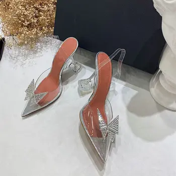 Nemokamas pristatymas mados moterų aukštakulniai sandalai lankas kristalų slingback nuotaka vestuvių batų šalis 30054