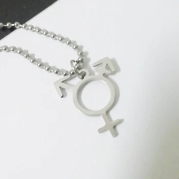 Nerūdijančio Plieno Transseksualų Simbolis Karoliai Transseksualų Išdidumo Papuošalai, Vyrų Ir Moterų Simbolis Karoliai Transseksualų dovana 98637