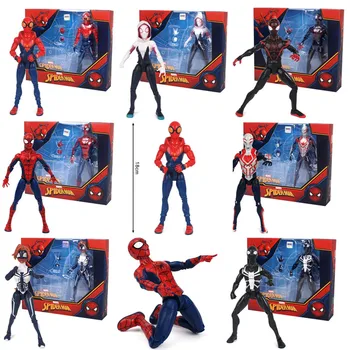 Originali 18cm SpidermanModel Kilnojamojo Lėlės Voras Mergina Gwen Stacy Venom Black žmogus-Voras Km Morales Vaikų Žaislas 8359