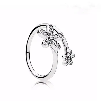 Originalus 925 Sterling Silver Crystal Atidaryti Žiedas Apakinti Daisy Gėlės, Gėlių Vestuvių Žiedai Moterys Šalis Mados Juvelyrika Dovana 8522