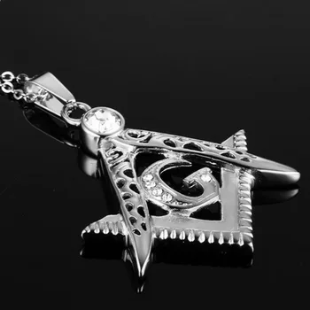 Pankų Mados Tuščiaviduriai Cirkonis Masonų Simbolis Freemason Amuletas Karoliai Vyrams 163933