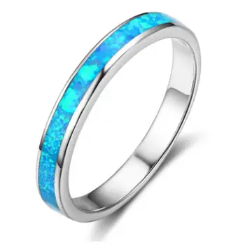 Paprasta Ocean Blue Fire Opal Porų Žiedus, Padengtą Mėgėjams Žiedas Minimalistinis, Paprastas bižuterijos s Moterys Vyrai 11781