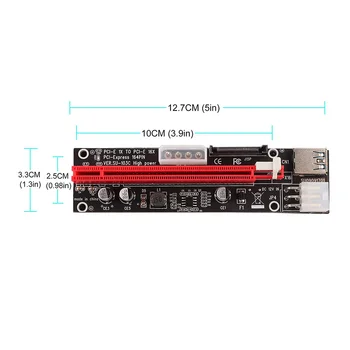 PCI-E pcie Riser Express 1X to16x Extender PCI-E USB Stove Dual 6Pin SATA Adapterio plokštę 15pin į 6pin už BTC Miner 92160