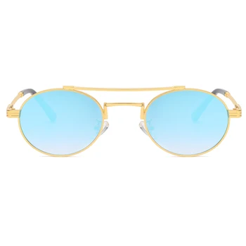 Peekaboo green blue mirror akiniai nuo saulės vyrams dvigubai tiltas retro stiliaus apvalus saulės akiniai moterims full metal uv400 dovanos 313
