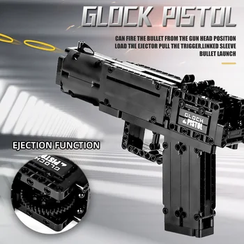 PELĖSIŲ KARALIUS 14008 Block Gun Žaislų, Kad Glock Automatinis Pistoletas Modelio Kūrimo Bloką Asamblėjos aukštųjų Technologijų Plytų Vaikams Kalėdų Dovana 74636