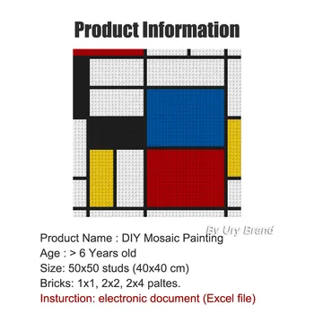 Pixel Art Retro Mondrian Stiliaus Mozaika 