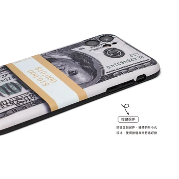 Prabanga 10000 JAV dolerių Telefono dėklas Skirtas iPhone 12 mini Pro 11 X XS Max XR 7 8 Plius Matinis minkštas DTD Apima, 