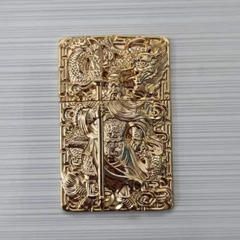Prabanga 3D Aukso Guan Yu Tekinto Metalo Ženklelis ZP Žibalo Naftos Žiebtuvėliai Šlifuoti Varantys Lengvesni Rankų darbo 