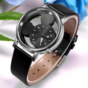 Prabanga Mickey Moterų Laikrodžiai Prekės ženklo Mados Lady Nerūdijančio Plieno Tuščiaviduriai Kvarco Moterų 's Laikrodis Relogio Feminino Reloj Mujer 122534