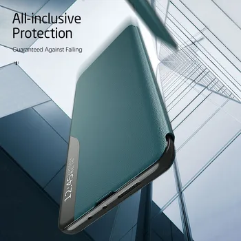 Prabangaus Audinio, Odos Magnetinio Smart Flip Case For Samsung Galaxy A12 Samsun Galaxi 12 SM-A125F/DS Stovėti Knyga, Telefono Dangtelį Coque