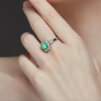 Prabangus retro deimanto žiedas asmenybės kūrybinės naujų smaragdas gamtos cirkonis, smaragdas žiedas moterims Fine jewelry 132296