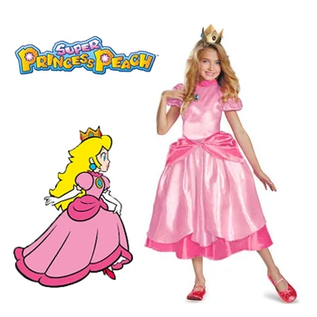Princess Peach/ Klasikinis Žaidimas Kostiumas Vaikams Mergaitėms Karnavalas Cosplay Šalis Suknelė 150809