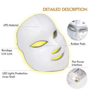 Profesinės Fotonų Terapijos Elektroninių Veido Kaukė 7 Spalvų Šviesos diodų (LED Anti-Acne Pabalti Raukšlių Šalinimas Sugriežtinti Odos Priežiūros Priemonės 184583