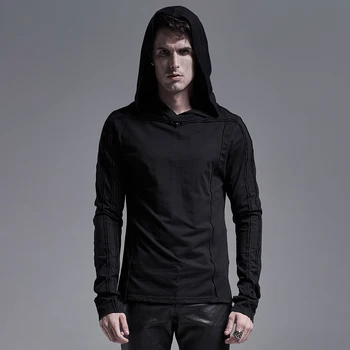 PUNKRAVE Vyrų Gotikos Paprasta Tamsiai Long Sleeve T-shirt Kasdien Atsitiktinis Hoodies Bazės Viršų 61949