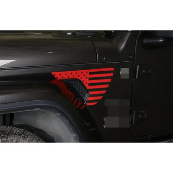 PVC Lapų Sparno Lipdukas Apdaila Tinka Jeep Wrangler JL/JT Gladiatorių 2018-2020 Raudona Vėliava Lapų Sparno Lipdukas Apdaila 13465