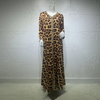 Ramadanas Eid Mubarakas Suknelės Abayas Moterų Abaja Dubajus Turkijos Islamo Leopard 