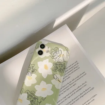 Retro linija, abstrakčiai Baltos gėlės meno Telefono dėklas skirtas apple iPhone 12 11 Pro Max Xr Xs Max 7 8 Plus X 7Plus atveju Mielas Minkštas Viršelis 50935