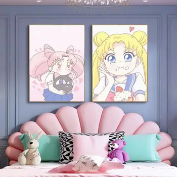 Sailor Moon Apdailos Dažymo Mergina Miegamasis Anime Simbolių Spausdinimo Plakatus Sienos Modernių Namų Vandeniui Dažai, Tapyba 129385