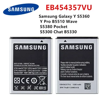 SAMSUNG Originalus EB454357VU 1200mAh Bateriją, Skirtą Samsung Galaxy Y S5360 Y Pro B5510 Wave S5380 S5368 Pocket S5300 Chat B5330 96653