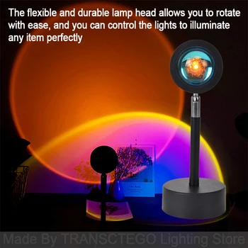 Saulėlydžio Lempa LED Naktį Žibintai USB Vaivorykštė Projektorius Miegamasis Dekoro ir Namų Baras Atmosfera Projekcija, Stalo Lempos Dropshipping Tiekėjas 38216
