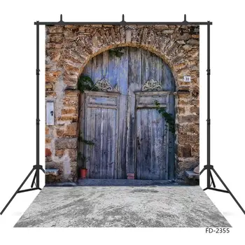 Senas apvalus durų pilies sienos nuotrauka fone fotografijos studijoje rekvizitai