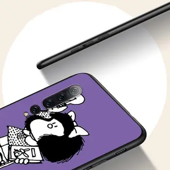 Silikono Padengti Animacinis mielas Mafalda Už Xiaomi Mi 11 10 10i 10T 9T 9SE 9 8 10 Pastaba Pro Lite Ultra Black telefono dėklas 159392