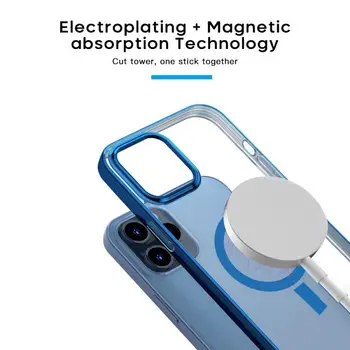 Skaidrios Magnetinės Atveju IPhone 12 Pro Max Belaidis Kroviklis Magsafing Magnetas Aišku, Galinis Dangtelis Skirtas IPhone Mini 12