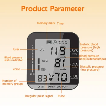 Skaitmeninis Riešo kraujospūdžio matuoklis Automatinis LCD Kraujo Spaudimą, Stebėti Širdies Plakimas Norma Pulso Matuoklis Sphygmomanometer