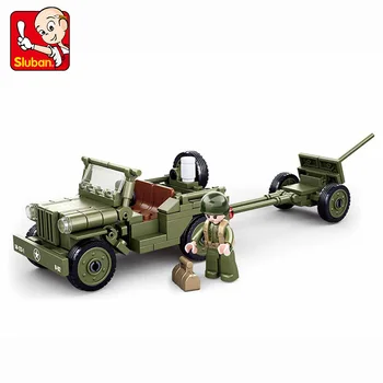 Sluban II Pasaulinio Karo Normandijoje Iškrovimo Mūšis Willis Jeep modelis statyba blokai, Surenkamos plytų Kariniai žaislai vaikams Dovanų 155894