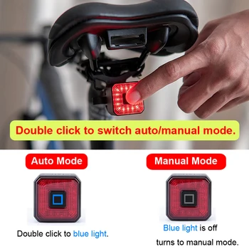 Smart Dviračių Stabdžių Žibintas užpakalinis žibintas Galinis Auto On/Off USB Mokamas Stop Signalas, Dviračių Lempos LED Žibintai Saugos Dviračių Priedai