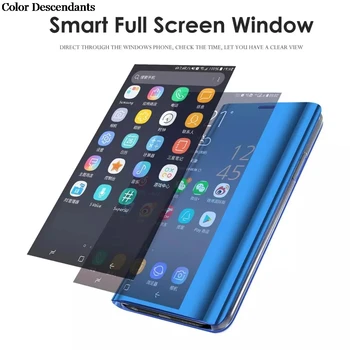 Smart Veidrodis Atveju, Huawei P Smart 2019 (6.2.) Dangtelį, Apversti Magnetinių Odinis Telefono dėklas Fundas PSmart2019 PSmart-2019 70223
