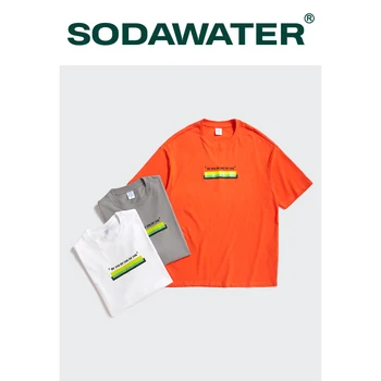 SODAWATER Harajuku Grafinis T-marškinėliai, Unisex 2021 Tendencijos Negabaritinių marškinėliai Mens Orange Medvilnės Tees Lašas Laivybos 1637S21 92207