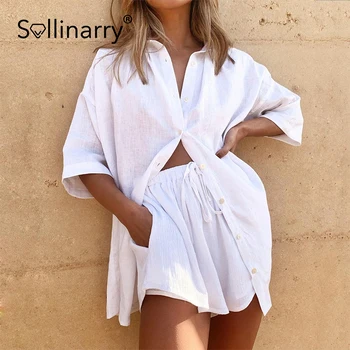 Sollinarry Atsitiktinis baltoji moteris kietas dviejų dalių moteris, trumpas tinka, ilgomis rankovėmis kietas Mados pavasario summei moteriški viršutiniai drabužiai 2021
