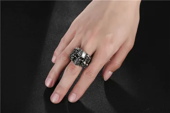 Suteneris vyras atmosfera rodomojo piršto žiedą asmenybės punk multi kaukolė sidabro žiedas Žiedas Vyrams, Šaliai, Papuošalai, Dovana demonas žiedas 1542
