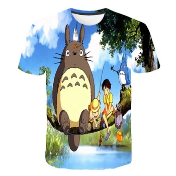 Totoro T Shirts Juokingas Mielas Anime 3D Hayao Miyazaki Totoro T-shirt Mados Atsitiktinis Vasaros Viršūnes Trumpas Rankovės Marškinėliai