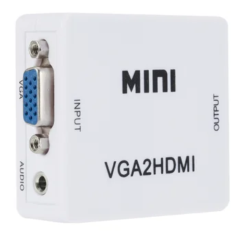TQQLSS 1080P mažas baltas langas VGA į HDMI konverteris suderinama su garso VGA2HDMI adapteris nešiojamas HDMI TV projektorius VGA HD 52397