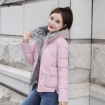 Trumpas Stiliaus Parkas Moterų Pledas Vėjo Kišenė Su Užtrauktuku Moterų Žiemos Outwear Slim Full Rankovės Ulzzang Paltai Korėjos Stiliaus Ins 16850