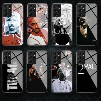 Tupac reperis 2pac Grūdintas Stiklas Telefono Padengti Samsung Galaxy S Pastaba 8 9 10 20 21 E FE Plius Uitra Shell Premjero Tpu Juoda