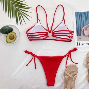 Tvarstis Tuščiaviduriai Iš Red Bikini Moterų Maudymosi kostiumai Seksualus maudymosi kostiumėlį Aukšto Juosmens Maudymosi Kostiumą, Push-up Pad Bikini Liemenėlė Nustatyti Plaukti Paplūdimio 20881