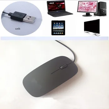 Ultra plonas USB2.0 laidinio optinė pelė 1200dip 3 mygtuką, Pelės, USB PC Nešiojamas Kompiuteris juoda balta 91715