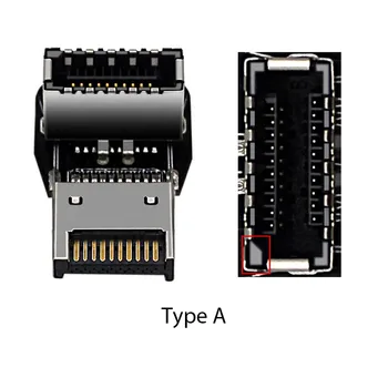 USB Header Adapteris 10G 90 Laipsnių Alkūnė USB 3.1 Priekinis Skydelis Lizdo Tipas-E Konverteris Adapteriu Kompiuterio Plokštę 147957