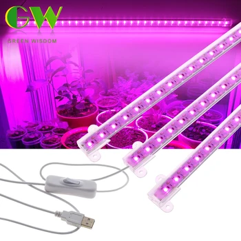 USB LED Grow Light Visą Spektrą DC 5V Kambarinių Augalų Augimo Žibintai LED Juostų Šiltnamio efektą sukeliančių Daržovių Augalų Apšvietimo Lempos Fito