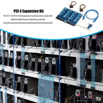 USB3.0 PCI-E Express 1x iki 16x Extender Riser Card Pcie Adapteris USB 3.0 Konverteris Grafika Vaizdo plokštė Kasybos BTC Bitcoin