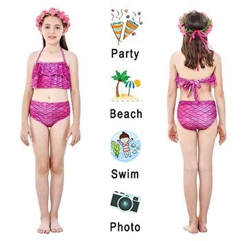 Vaikai Undinėlės Uodegos monofin Undinė maudymosi kostiumėlį Merginos Suknelė, Kostiumas Cosplay Paplūdimio Undinė Dekoro Karoliai Baseinas Šalis